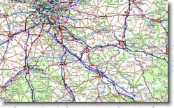 Trace GPS - Topo * Tracé GPS du Vol Aller et retour (Bleu) : 270 Km - 1h20 de vol. * 1600 x 974 * (858KB)